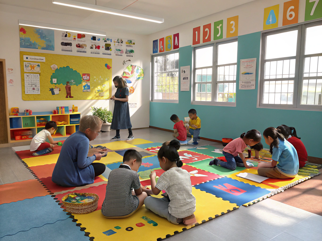 Học viên cười tươi, tương tác vui nhộn trong không gian học tập thân thiện tại ROBO English